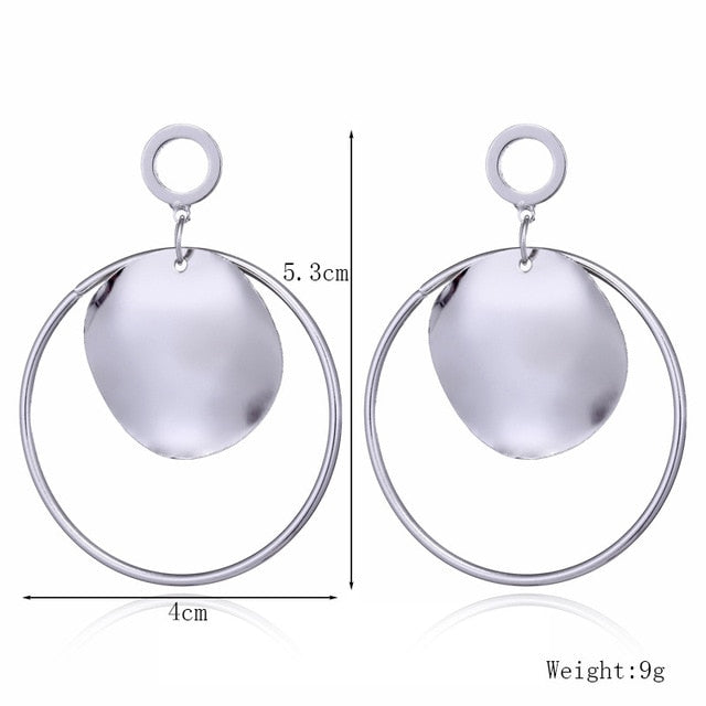 Punk Style Statement Female Geometric Shape Metal Dangle Earrings For Gifts