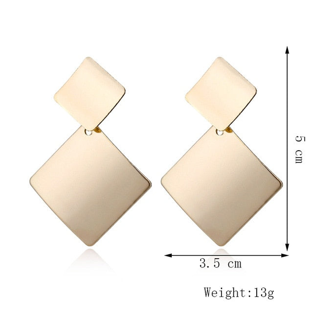 Punk Style Statement Female Geometric Shape Metal Dangle Earrings For Gifts