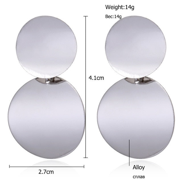 Punk Style Statement Female Geometric Shape Metal Dangle Earrings For Gifts