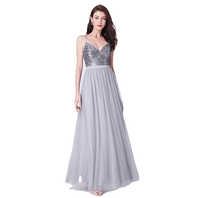 Elegant A Line V Neck Tulle Wedding Party Gowns - Sheseelady