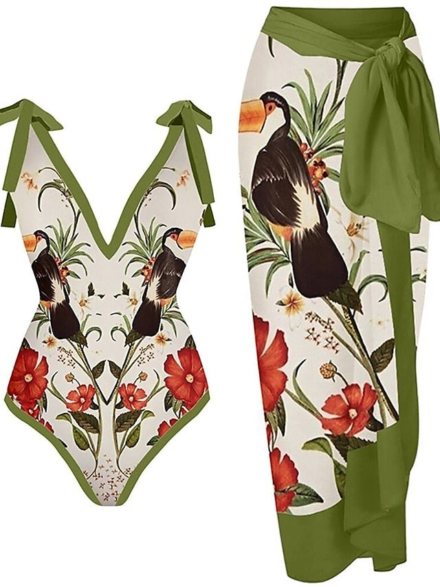 Women's Swimwear Tankini 2 Piece Normal Swimsuit 2 Piece Printing Graphic Yellow Red Blue Green Beige Bathing Suits Sports Summer