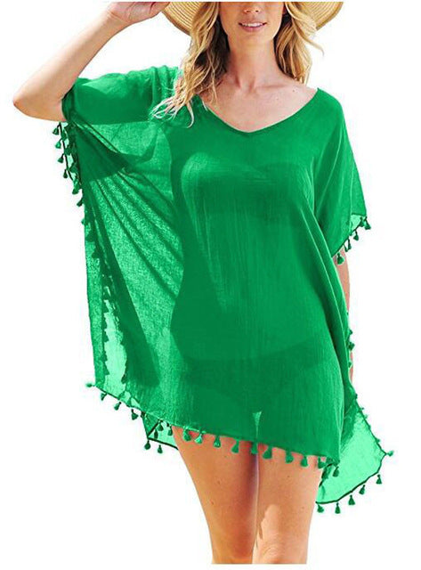 Summer Stylish Ladies' Bikini Cover-ups With Tassel For Beach