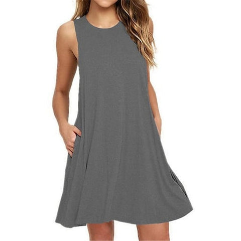 Fashion Sleeveless Sport Casual Simple Dress For Womens