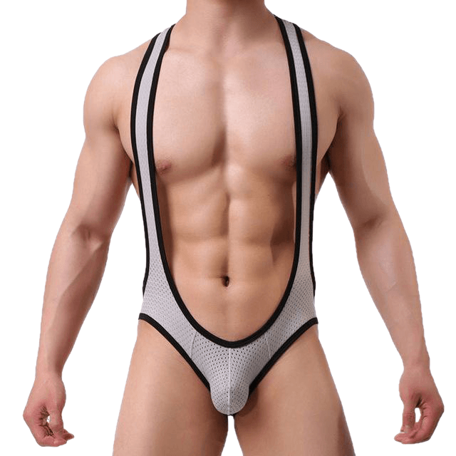 Wrestling Style Sexy Men's Patchwork Open Butt Loungewear