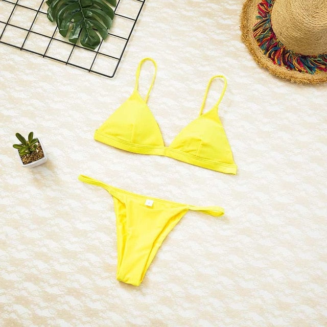 Sexy Ladies' Low Waist Push Up Bikini Set With Pad