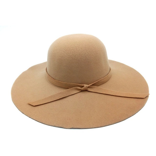 Autumn Winter Summer Fashion Fedoras Vintage Pure Women'S Beach Sun Hat Female Waves Large Brim Sunbonnet Fedoras Lady Sun Hat - Sheseelady