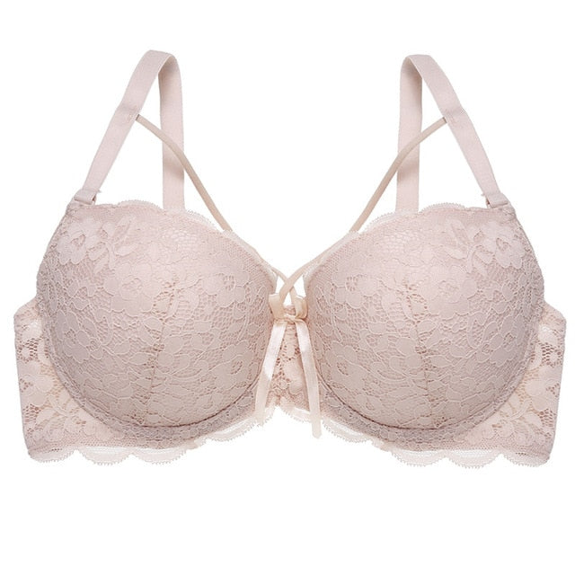 Bow Lace Bralette Brassiere Underwire Lingerie Racerback Floral Bras - Sheseelady