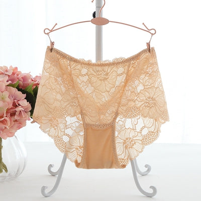 Sexy Hollow Out Floral Embroidery Lace Briefs Women With L-5Xl For Ladies