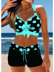 Women's Swimwear Bikini Normal Swimsuit 2 Piece Printing Polka Dot Light Blue Black Fuchsia Orange Bathing Suits Sports Summer