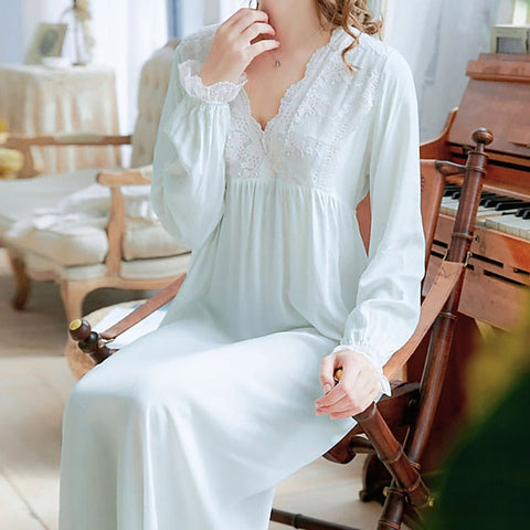 Women's Pajamas Nightgown Nighty 1 PCS Pure Color Simple Fashion Comfort Home Bed Rayon Breathable Gift V Wire Long Robe Basic Fall Spring Light Pink White, Sweet