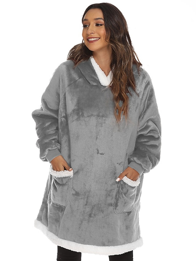 Couple's Pajamas Wearable Blanket Hoodie Fleece Oversized Winter Soft Warm Long Sleeve