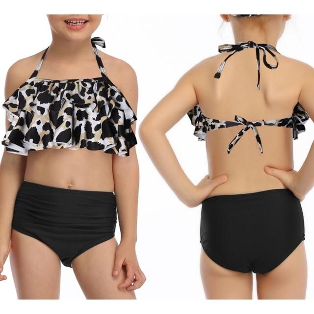 Stylish Cute Floral Print Bikini Sets For 2 -14 Years Old Girls