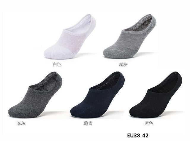 6Pcs=3Pairs/Lot Invisible Towel Style Cotton Socks Stripe Boat Anti Slip, High Qualtiy New Big Size For Men'S - Sheseelady