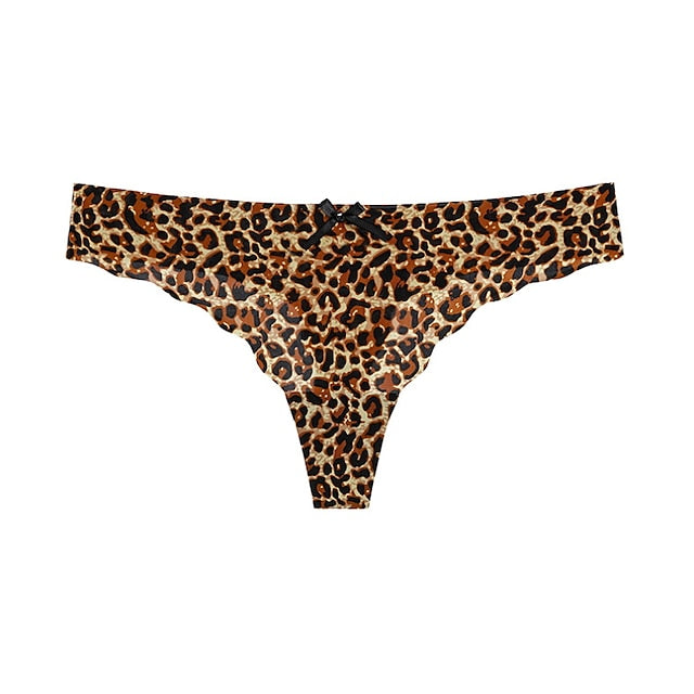 Women's Sexy Panties G-strings & Thongs Panties Brief Underwear 1 PC Underwear Fashion Sexy Comfort Basic Bow Leopard Pure Color Nylon Low Waist Sexy Multi color Black Pink