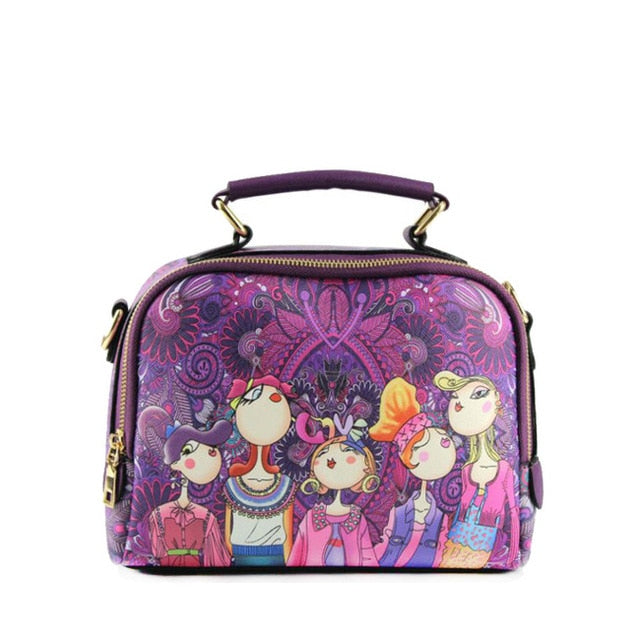 High Quality Pu Leather Ladies Ladies Green Cartoon Handbag Shoulder Bag Female Handbag - Sheseelady