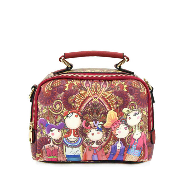 High Quality Pu Leather Ladies Ladies Green Cartoon Handbag Shoulder Bag Female Handbag - Sheseelady