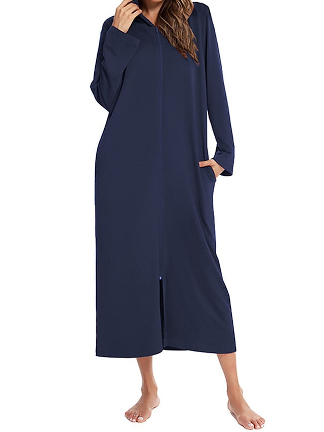 Women's Casual Dress Shift Dress Midi Dress Basic Casual Pocket Solid Color Hooded Home Lounge Black Wine