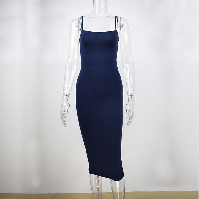 Double Layers Cotton Bodycon Midi Tight Party Dress - Sheseelady