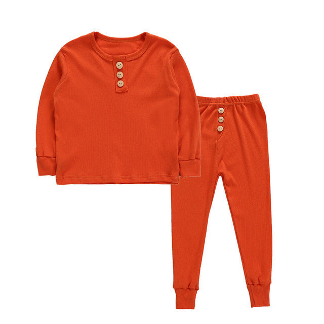 Elegant Nightwear Solid Color Pajamas Set For Unisex Kids - Sheseelady