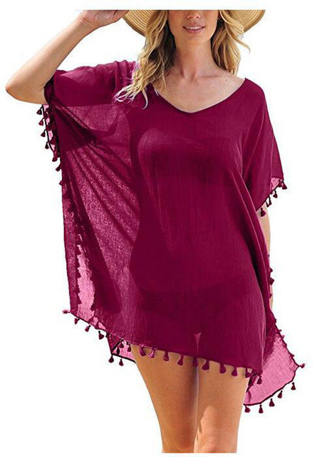 Summer Stylish Ladies' Bikini Cover-ups With Tassel For Beach