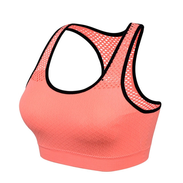 Shockproof Quick-drying Women's Wireless Mesh Push Up Sports Bras