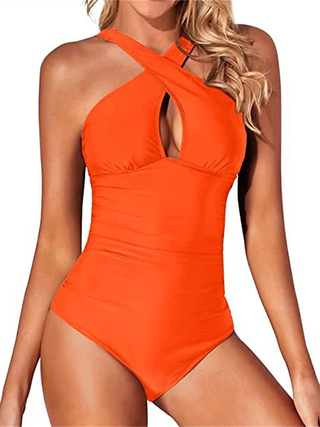 Women's Swimwear One Piece Normal Swimsuit Quick Dry Plain Black White Pink Navy Blue Royal Blue Bodysuit Bathing Suits Sports Beach Wear Summer