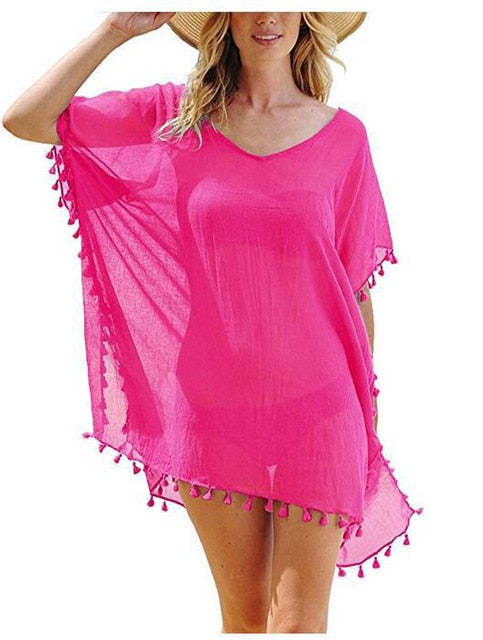 Summer Stylish Ladies' Bikini Cover-ups With Tassel For Beach