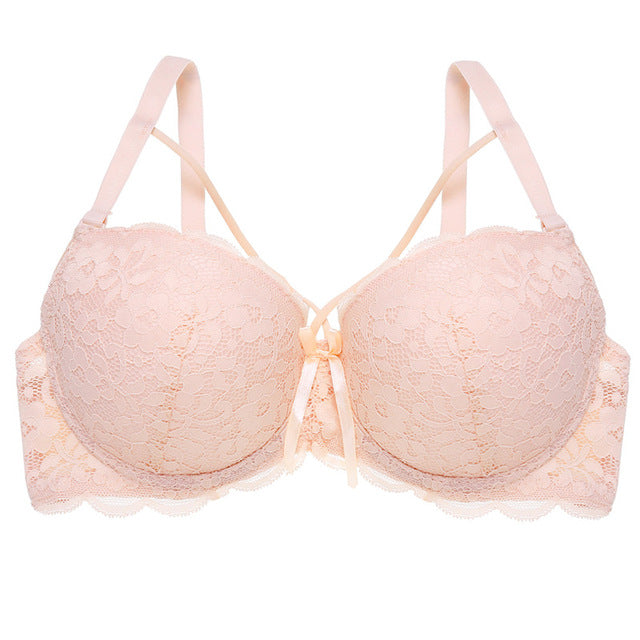 Bow Lace Bralette Brassiere Underwire Lingerie Racerback Floral Bras - Sheseelady