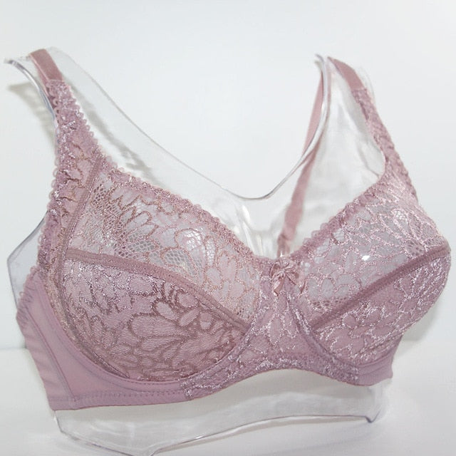 Lager Bosom Lace Perspective Bra For Womens Sexy Lingerie Underwire Embroidery Floral Bralette Plus Size Brassiere Top - Sheseelady