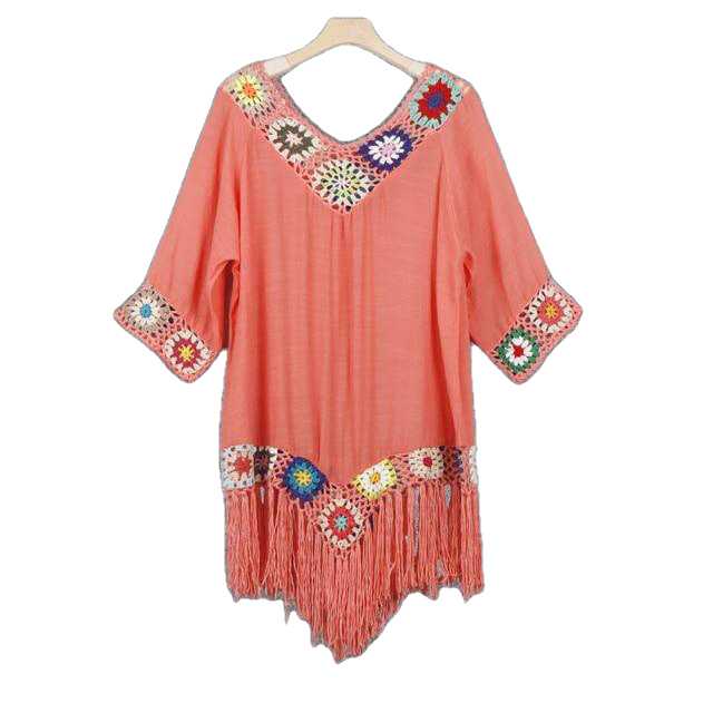Summer Style Sexy Women's V-neck Long Sleeved Cotton Beach Dress Plus Size