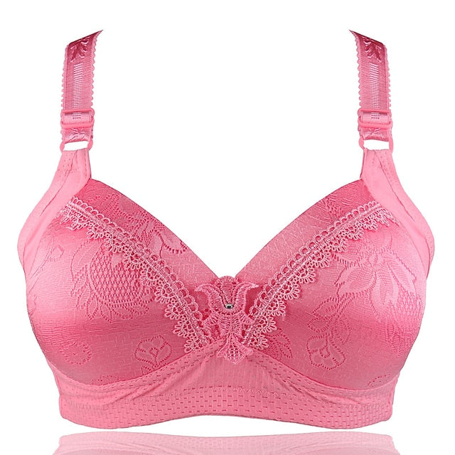 Women's Push Up Bras Wireless Bras Full Coverage Pure Color Hook & Eye Cotton 1PC Black Blue , Plus Size