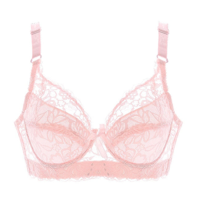 Plus Large Big Size Lace Bras For Women'S Bralette Bh Underwear Sexy Lingerie Super Push Up Brassiere Girl Minimizer Deep V