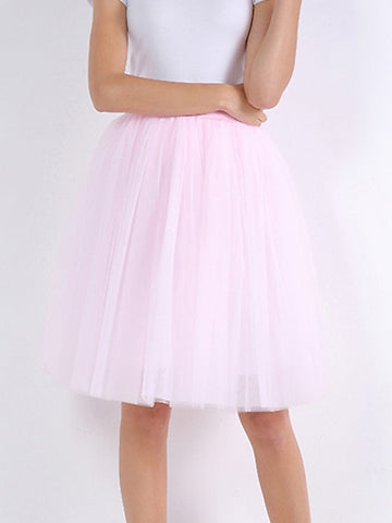 Women's Skirt Swing Tutu Knee-length Organza Black White Pink Wine Skirts Summer Pleated Layered Tulle Lined Active Streetwear Carnival Costumes Ladies Holiday Valentine's Day