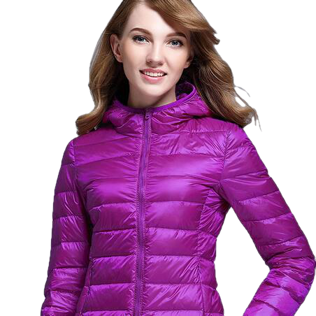 Winter Trendy Pure Color Lightweight Slim Fit Down Jacket For Ladies