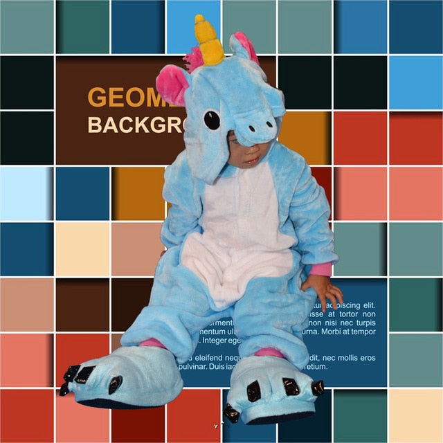 Children'S Pajamas Cartoon New Jumpsuit Flannel Dinosaur Animal Play Suit Long-Sleeved Hoodie Warm Cute Funny One-Piece Pajamas - Sheseelady