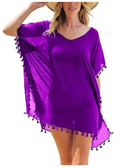Summer Stylish Ladies' Bikini Cover-ups With Tassel For Beach