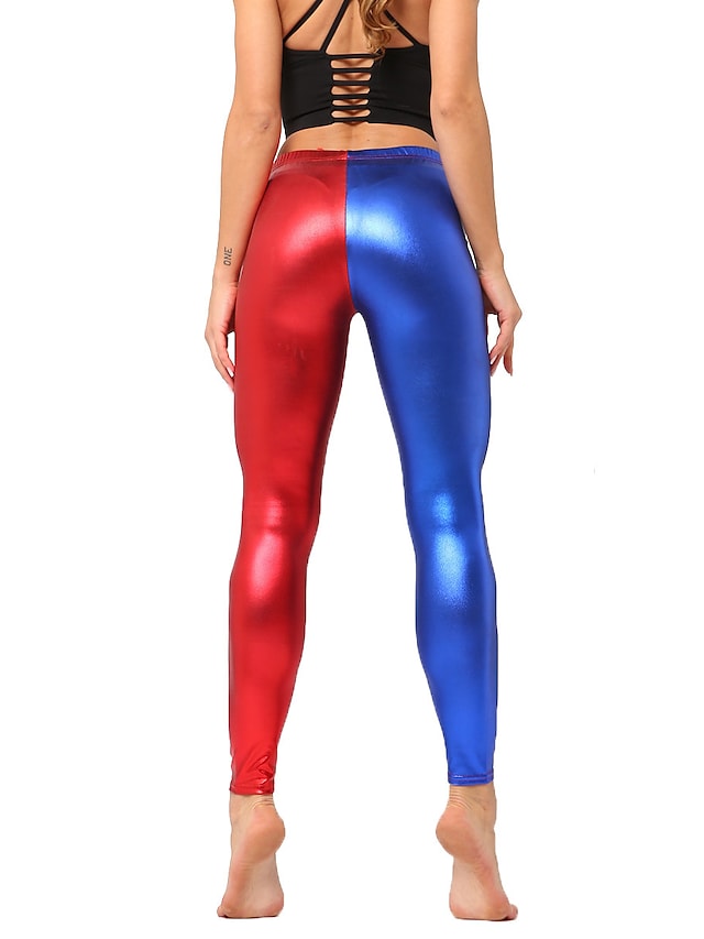 Women's Faux Leather Mid Waist Sporty Causal Vacation High Elasticity Pants