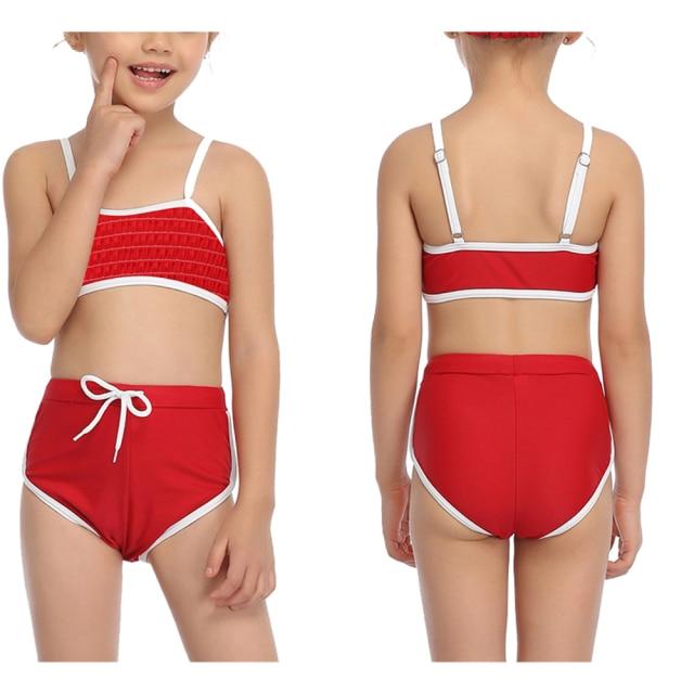 Sporty Style Skin-friendly Swimsuit For Girls Two-piece