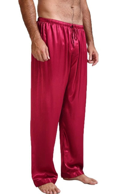 Men'S Silk Satin Pajamas Pants Lounge Sleep Bottoms