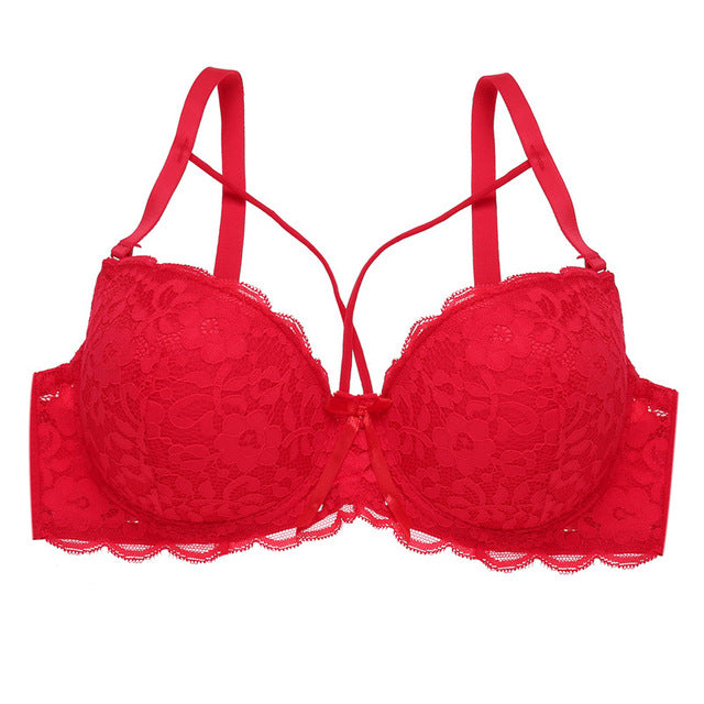 Bow Lace Bralette Brassiere Underwire Lingerie Racerback Floral Bras - Sheseelady