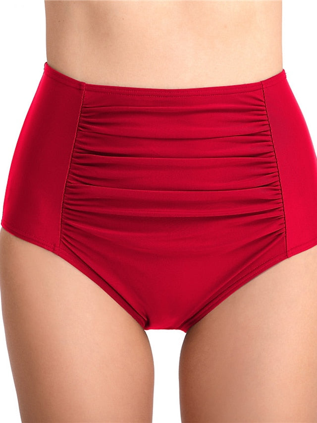 Women's High Waist Swim Shorts Cover Up - Elastic, Sporty, Vacation-Ready Swimwear