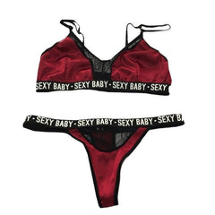 3Xl Plus Size Sexy Lingerie Set Bralette Women Bra Letter Print Lace Patchwork Women Underwear Sets Bra And Panty Set - Sheseelady
