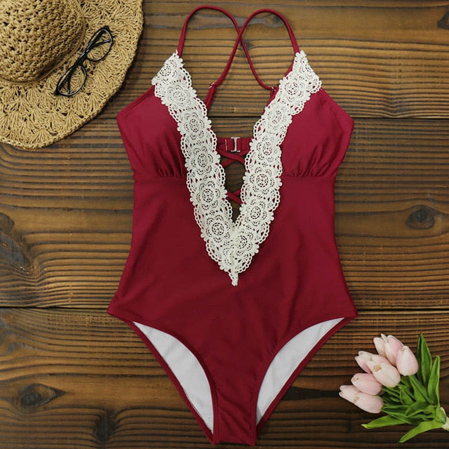 Vintage Sexy Women's Backless Bathing Suit One Piece