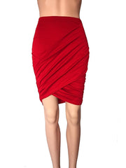 Women's Skirt Pencil Mini Spandex Wine Red Black White Red Skirts Ruched Fashion Casual Daily