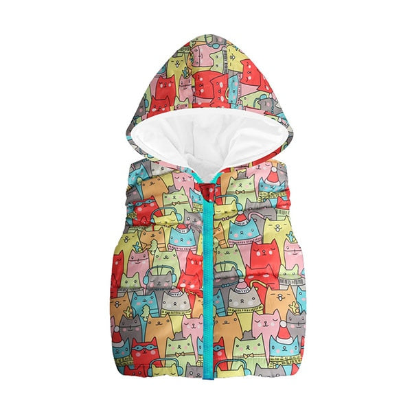 Cheaper Autumn Winter Warm Kids Vests For Boys Cartoon Rainbow Dinosaur Outerwear Sleeveless Hooded Jackets Gilet Baby Boy Coats - Sheseelady