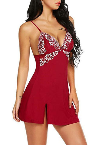 Women's Lace Dress Strap Dress Mini Dress Sexy Cozy Lace Backless Solid Color Strap Home Lounge Black Red