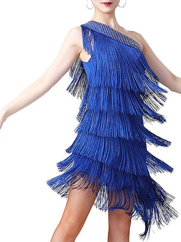 Women's Party Dress Fringe Dress Cocktail Dress Midi Dress Black White Light Red Sleeveless Pure Color Tassel Fringe Fall Spring Summer One Shoulder Fashion Evening Party Wedding Guest Vacation