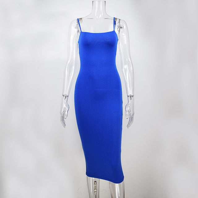 Double Layers Cotton Bodycon Midi Tight Party Dress - Sheseelady
