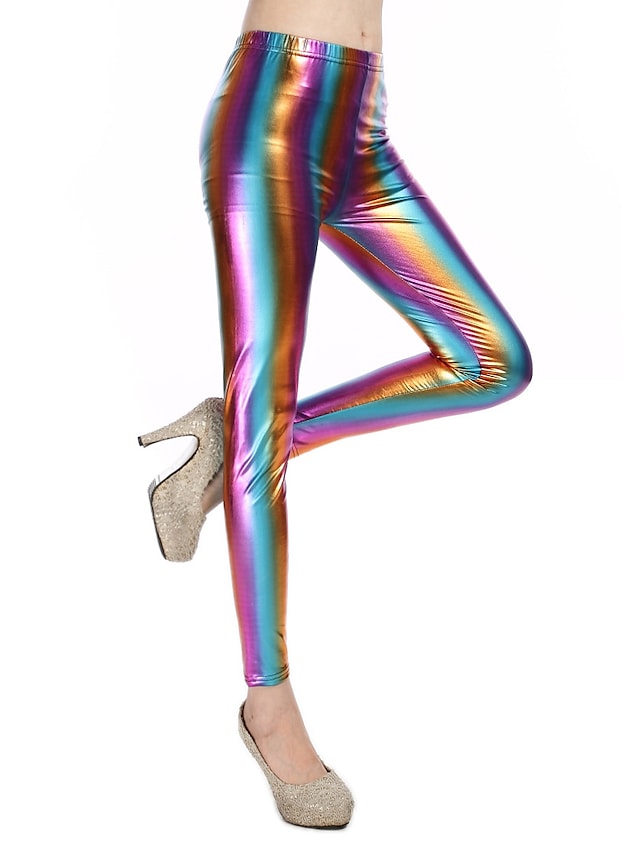 Women's Faux Leather Mid Waist Sporty Causal Vacation High Elasticity Pants