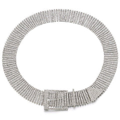 Fashion Luxury Women'S Rhinestone Belt Female Ten Row Bright Bride Wide Bling Crystal Diamond Waist Chain Belt Rhinestones - Sheseelady